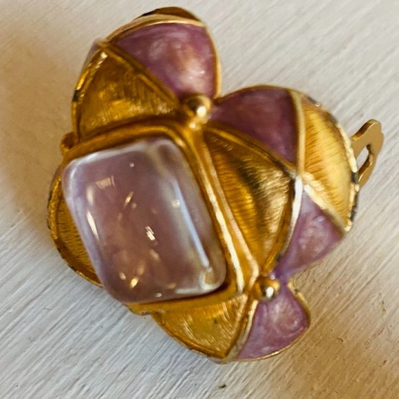 Jay Strongwater Purple &Gold Clip on Earrings - Picture 13 of 16